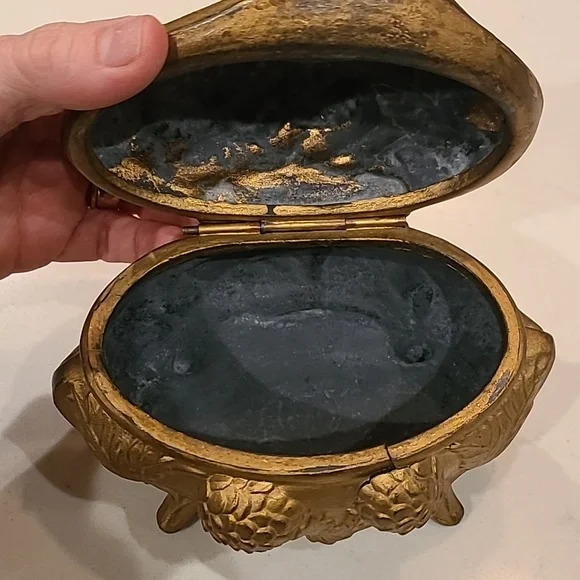 Antique Ormolu Jewelry Box Bronze Footed Jewelry Casket